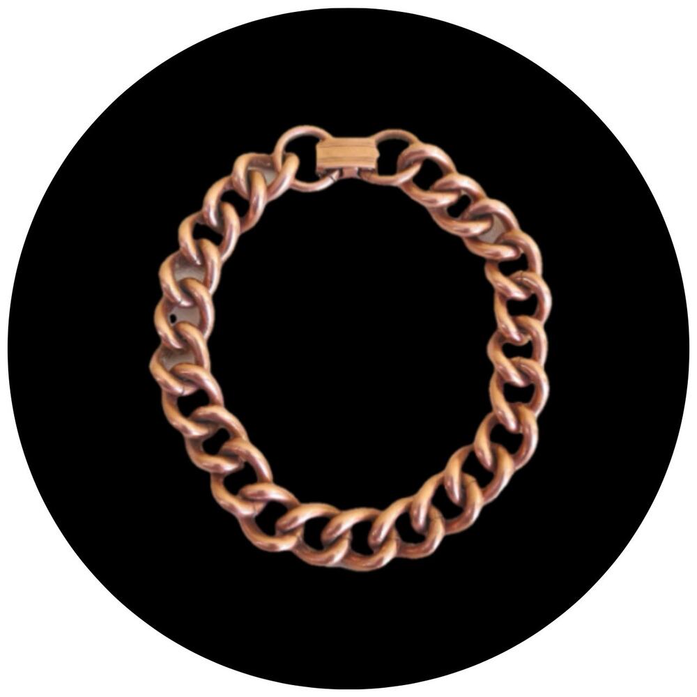 Bracelet Solid Copper Link Chain Men's Unisex 8" - image 1